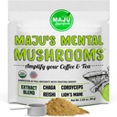 MAJU'nun Ruhu Mushroom Toz Ekstraksiyonu, Güçlü Aslanlar Mane, Chaga, Reishi, Cordyceps, Kahve için Meyveler, Immune System Alert, Nootropic Brain Supplement, Memory, Organic Mushrooms