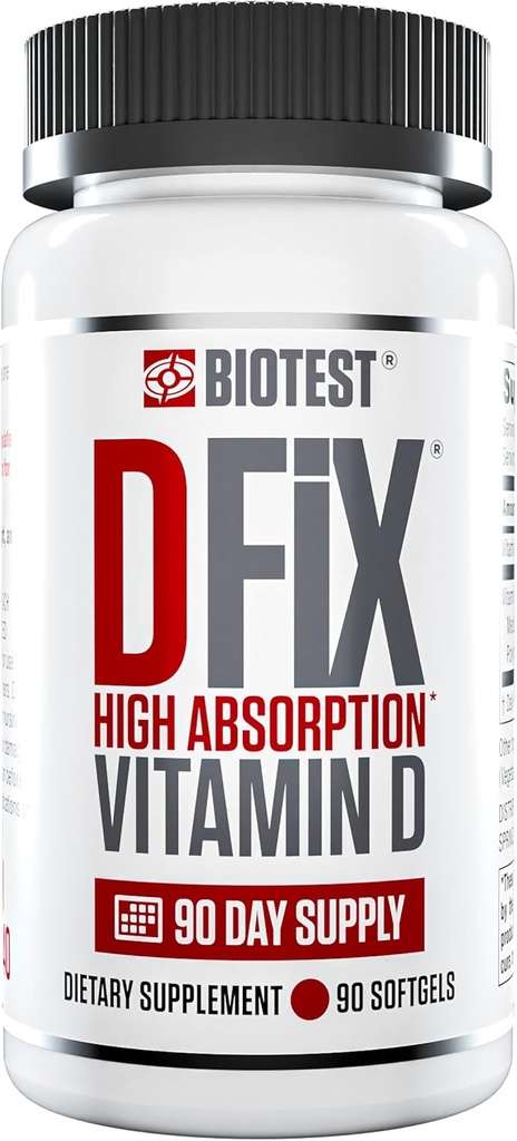 Biotest D Fix - 5000 IU High-Abvitamin Vitamin D3, 90 Hizmet - 90 Softgels