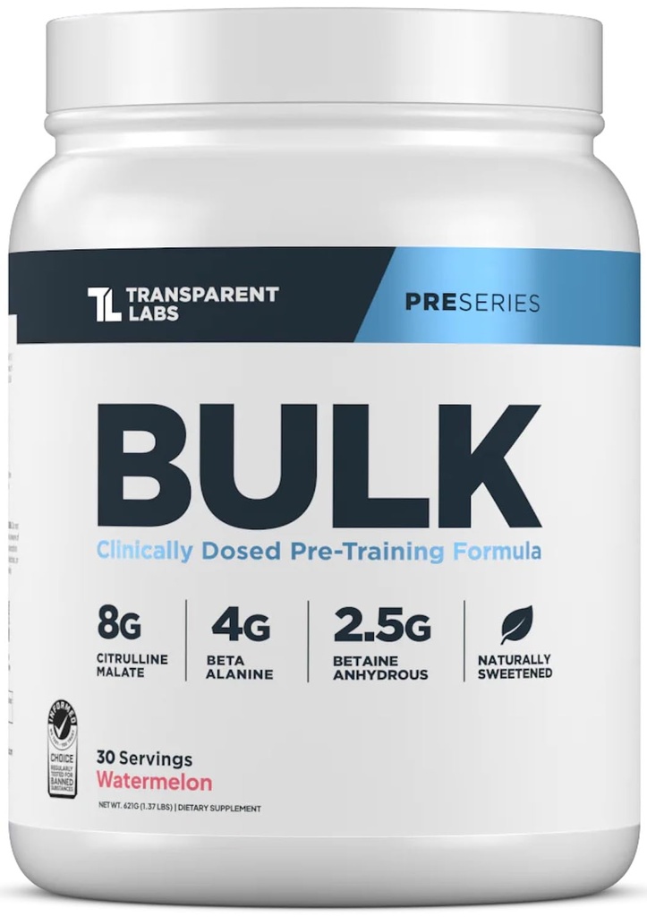 Mix Labs Bulk Pre Workout Toz - Doğal olarak Gelişmiş Pre-Workout Formula for Muscle Building and Strength - 30 hizmet, Watermelon