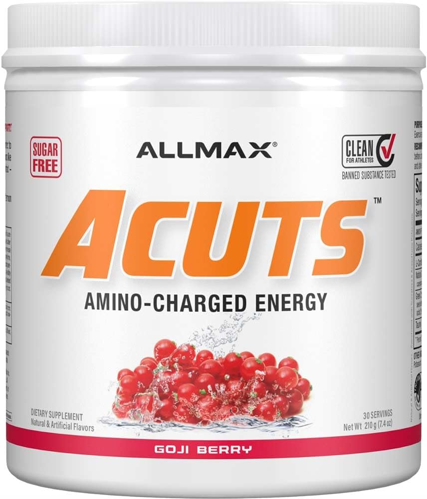 ALLMAX Beslenme AMINOCUTS (ACUTS), Amino-Charged Energy Drink with Taurin, L-Carnitine, Green Coffee Bean Extract, Cut Berry Martini, 30 Hizmet