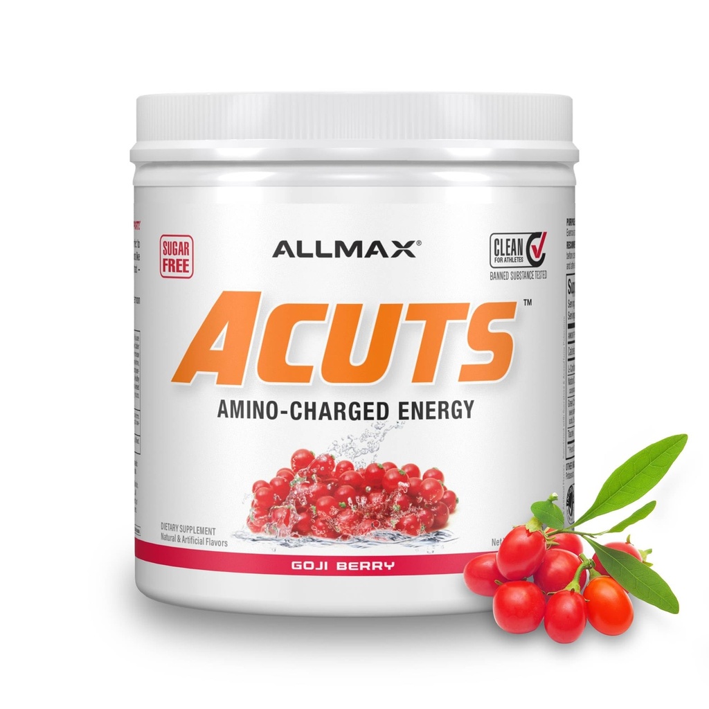 ALLMAX Beslenme AMINOCUTS (ACUTS), Amino-Charged Energy Drink with Taurin, L-Carnitine, Green Coffee Bean Extract, Cut Berry Martini, 30 Hizmet