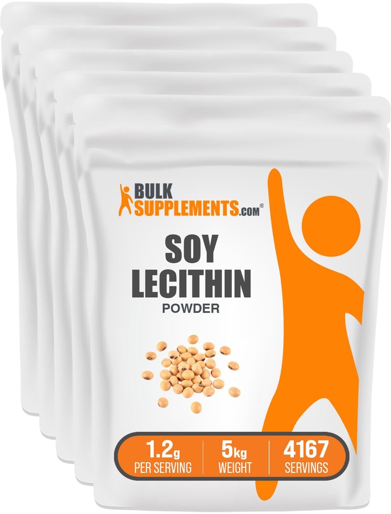 BulkSupplements.com Soy Lecithin Toz - Lecithin Supplement, Lecithin Toz Gıda Not - Gluten Free, 1200 mg per Service, 5kg (11 lbs) (Pazarlama paketi)