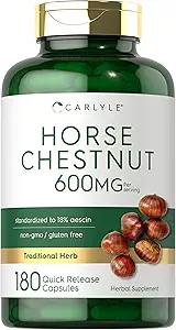 Carlyle Horse Chestnut Extract | 600 mg | 180 Capsules | Herbal Supplement | Non-GMO, Gluten Free