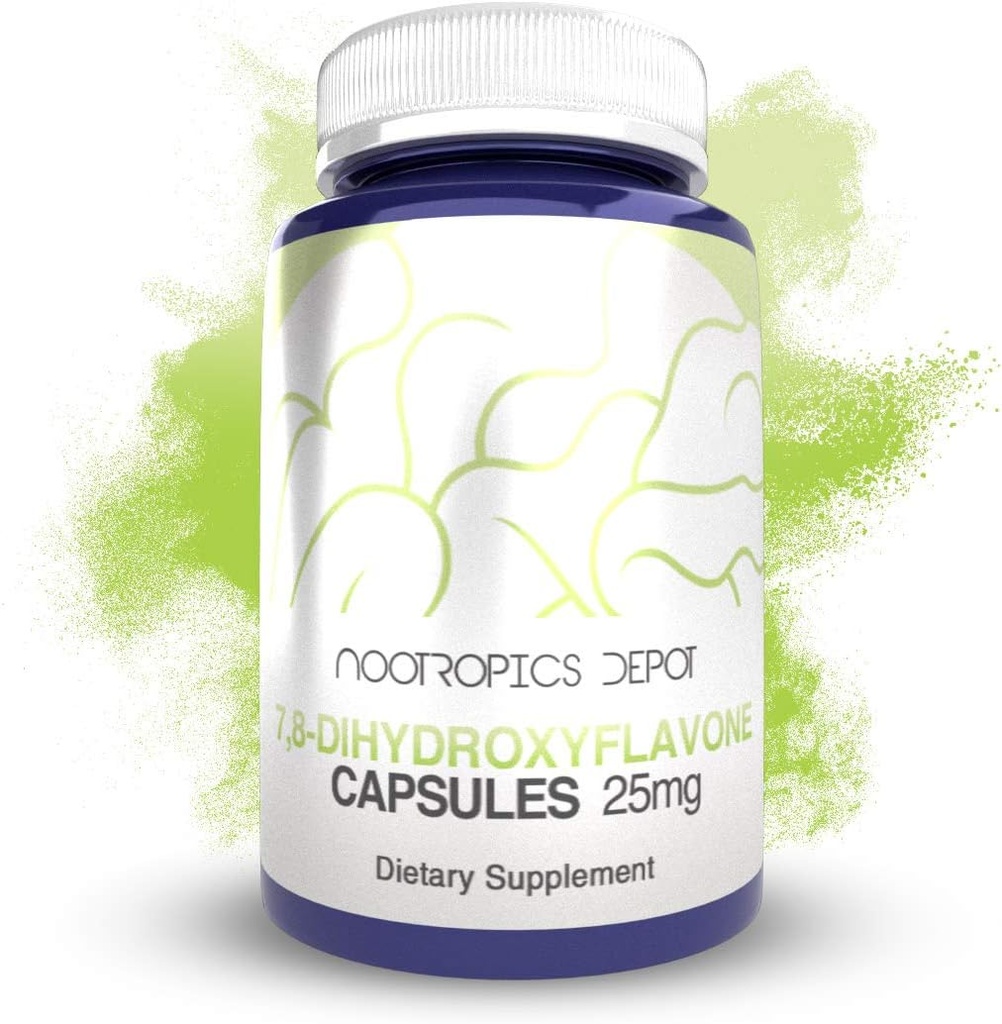 Nootropics Depot 7,8-Dihidrxyflavone Capsules | 25 mg | 60 Kont | 7,8 DHF | Beyin ATM | Bilişsel Fonksiyonlar ve Beyin Sağlığı