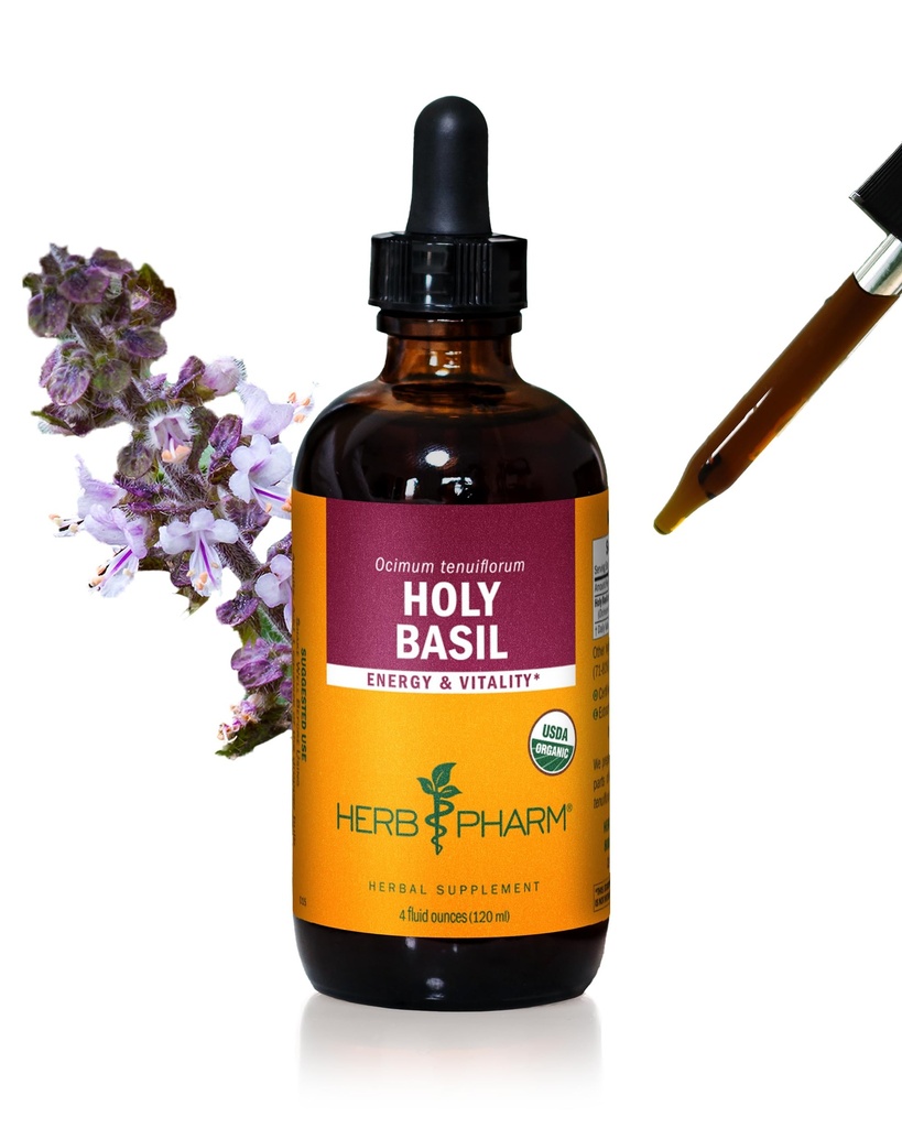 Herbm Phar, Enerji ve Vitality basil için Organik Kutsal (Tulsi) Sıvı Türleme, 4 Fl Oz