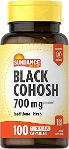 Sundance Black Cohosh 700 mg | 100 Hızlı Yayın Kapsülleri | Geleneksel Herb | Non-GMO ve Gluten Ücretsiz Supplement
