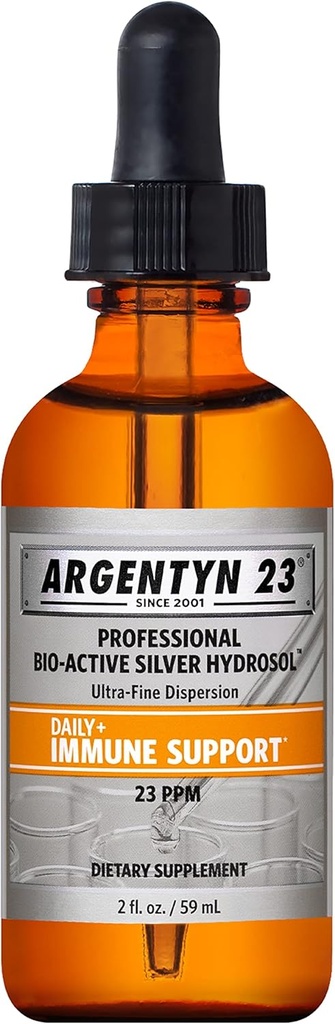 Argentyn 23 Profesyonel Immune Support - Colloidal Silver, Bio-Active Silver Hydrosol, 23 ppm, Liquid Dropper, 2 Fl Oz (59 mL)