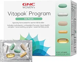 GNC Women's Ultra Mega 50 Plus Vitapak Program, 30 Packs, for Overall Women’s Health for Those Over 50