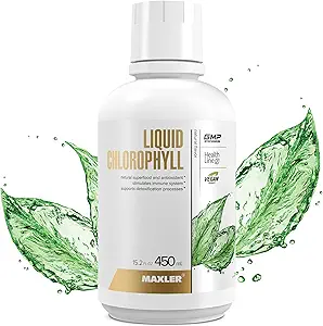 Maxler Chlorophyll Liquid Natural Flavor - Body Odor & Bad Breath Supplement - Vegan Liquid Chlorophyll - 132 mg of Chlorophyllin per 1 Service (15 hizmet) - 15.2 fl oz