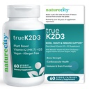 NatureCity TrueK2D3 Φυτική βάση Βιταμίνη K2 MK7 (90 mcg) & D3 από τα φύκη (2.500 IU) 2 σε 1 Βιταμίνη D3 K2 συμπλήρωμα για την υγεία των οστών, της καρδιάς και του ανοσοποιητικού – 60 κάψουλες λαχανικών