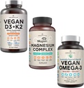 AMANDEAN Premium Magnezyum Kompleksi, Vegan Omega 3, Vegan D3+K2 Sche. Plant-Based Immune Support. Algae DHA & EPA. Kalite Uyku, Focus & Mood. Sağlıklı Kalp, Beyin, Ortaklar ve Gözler