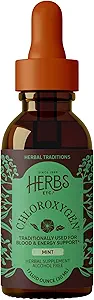 Herbs Etc. ChlorOxygen Chlorophyll Inter - Yüksek derecede-Koncented Enerji Desteği - Sağlıklı Kan Circulation - Natural Vitality Support - Alkol Özgür - 1 fl oz, Mint (Haklı 66 Hizmet)