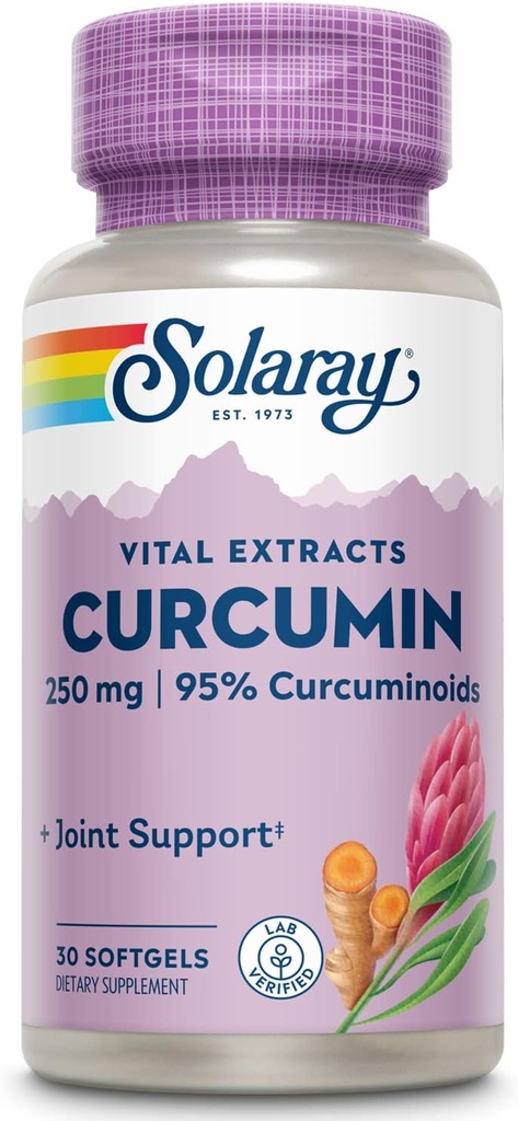 SOLARAY Super Bio Curcumin 250 mg | Turmeric Root Extract,% 95 Curcuminoids | Sağlıklı Ortak Destek & Daha | 30 Softgels