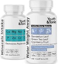 Water Weight Pills for Thin Waistline Belly Bloating Swelling & Temporary Water Retention + Electrolytes Replenish as Natural Diuretic Supplement for Woman & Men – 120 Capsules by Youth & Tonic