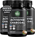 Membran Aktif Charcoal Capsules, 180 Charcoal Capsules, Diş Beyazı, Yardımlar Constipation, Bloating, Stomach Gas, Heartburn, Pure Coconut Derived Tamam (3)