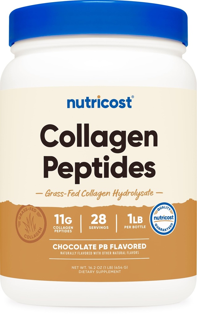 Nutricost Collagen Pea Toz (Chocolate Peanut Butter Flavored) 1 LB - Grass-Fed Collagen Hydrolysate, Gluten-Free