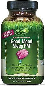 Irwin Naturals Good Mood Sleep PM - 54 Liquid Soft-Gels - Melatonin ve L-Theanine for Rest & Relaxation - 18 Total Services