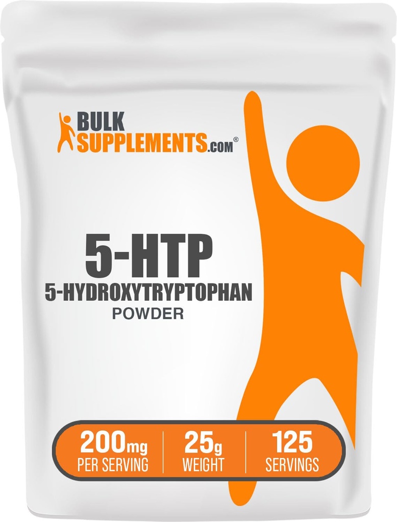 BulkSupplements.com 5-HTP Toz - 5-Hydroxytryptophan, 5 HTP Supplement - 5-HTP 200 mg, Mood Support Supplement - Gluten Free, 200 mg per Service, 25g (0.88 oz) (Pazarda 1,8