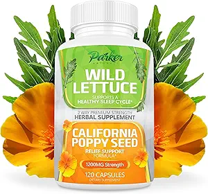 Parker Naturals Wild Lettuce Extract & California Poppy Seed Supplement, 2 Way Premium Strength Herbal Supplement for Health Sleep & Relief Support, 120 Capsules
