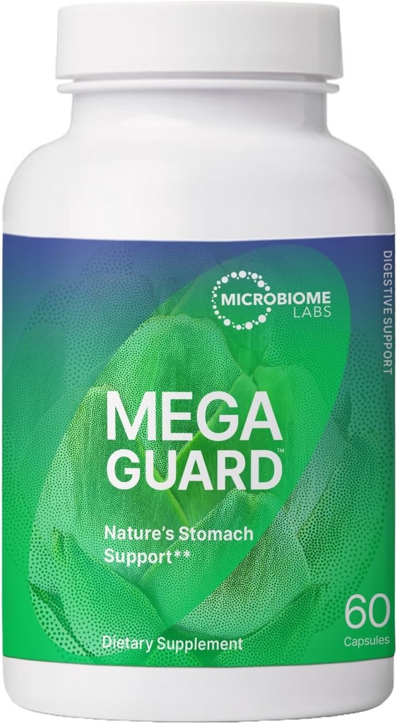 Microbiome Labs MegaGuard Gut Health Supplements - Ρίζα Ginger, Ρίζα Licorice & Artichoke Leaf Extract to Support Digestive Health & Occasional Gas - για γυναίκες, άνδρες & παιδιά 8+ (60 κάψουλες)