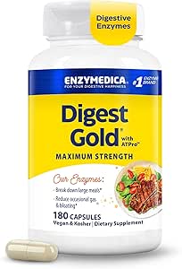 Enzymedica Digest Gold + ATPro, μέγιστη δύναμη, γρήγορη δράση, βοηθά Digest μεγάλα γεύματα, αποτρέπει το Μπλοκάρισμα και το αέριο, 180 μέτρα (FFP)