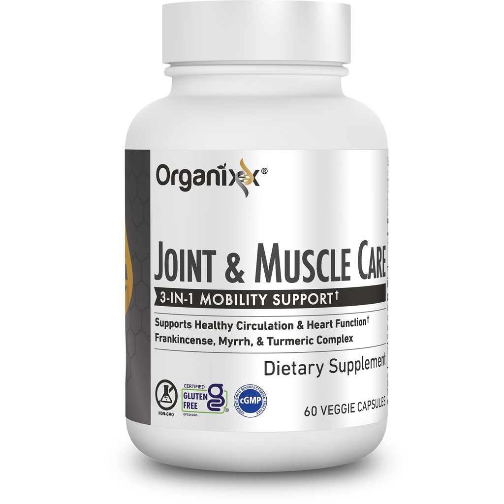 Organixx Joint & Muscle Care Organic Turmeric Supplement, 3-in-1 Frankincense, Turmeric ve Myrrh Ortak Sağlık & Ortak Destek Tamam Body Care Capsules, Supports Swelling, Ger, 60 Capsules
