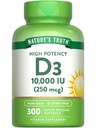 Doğanın Gerçek Vitamin D3 10000 İ Softgels | 300 Kont | Ekstra Kuvvet | Non-GMO & Gluten Free Supplement
