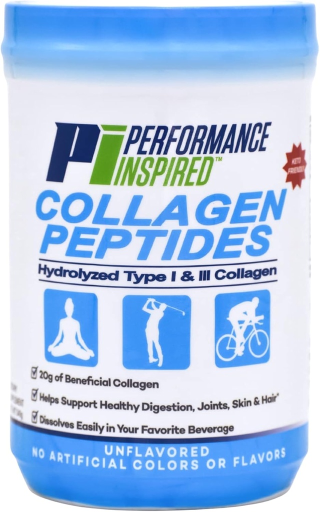 PERFORMANCE INSPIRED Beslenme Hydrolyzed Collagen Peptides Toz – 18g protein – Tip I & III Collagen – Ortak, Skin, Nails & Digestive Support – All Natural – Unflavored