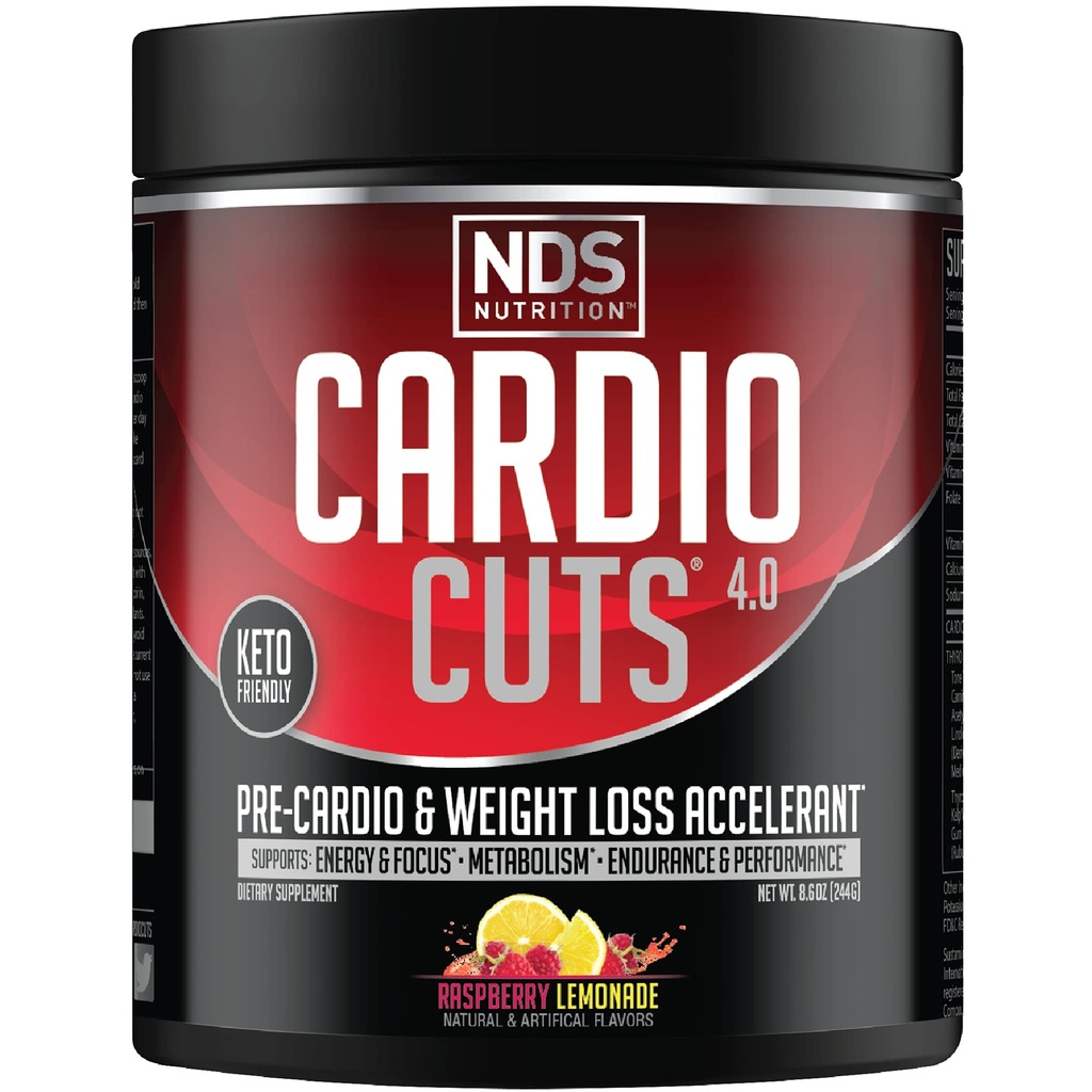 NDS Beslenme 4.0 Pre Workout Supplement - Gelişmiş Kilo kaybı ve Pre Cardio Formula ile L-Carnitine, CLA, MCTs, L-Glutamine ve Safflower Oil - Razz Lemonade (40 Hizmet)