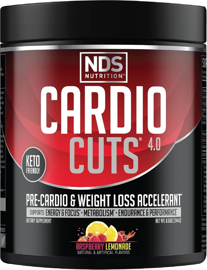 NDS Beslenme 4.0 Pre Workout Supplement - Gelişmiş Kilo kaybı ve Pre Cardio Formula ile L-Carnitine, CLA, MCTs, L-Glutamine ve Safflower Oil - Razz Lemonade (40 Hizmet)