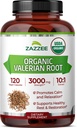 Zazzee USDA Organik Valerian Kök 10:1 Ekstraksiyon, 3000 mg Güçlü, 120 Vegan Capsules, 4 Ay Supply, Valeriana officinalis, 10X Potency,% 100 Vegetarian, All- Natural, Non-GMO, Made in the USA