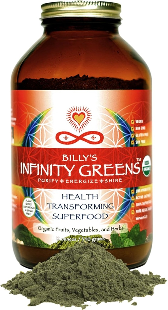 Superfood Toz, Blue Green Algae based Green Juice Toz with 28 Organik Superfoods, No Fillers or Grasses, Energy & Longevity, Low Temp Dehidratd Greens (34 Hizmet)