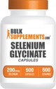 BulkSupplements.com Selenium Glycinate Capsules - Selenium Supplement, Selenium 20006 Capsules - Essential Trace Mineral, Gluten Free, 1 Capsule per Service, 500 Count (Pack of 1)
