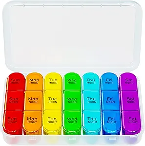 Haftalık Pill Organizer 3 Times a Day,Travel Pill Box 7 Day,Daily Portable Small Pill Case,Moisture-Proof Medicine Organizer Box for Vitamins, Fish Oils, Supplements and Drugs Supplement(Beyaz)