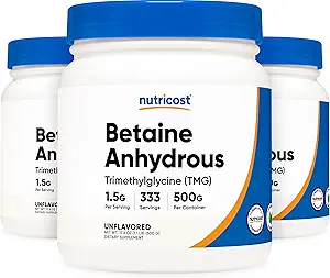Nutricost Betaine Anhydros Trimethylglycine (TMG) σκόνη 500G (3 φιάλες)