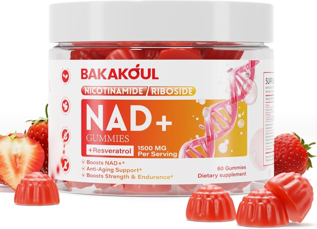 NAD Gummies, συμπλήρωμα NAD - Λιποσωμική Νικοτιναμίδη Ριβοζίδιο, ρεσβερατρόλη, Quercetin, NAD Νικοτιναμίδη Ριβοσιδική ρεσβερατρόλη 900mg, NAD+ Συμπλήρωμα για άνδρες και γυναίκες, 60 Gummies 1 Συσκευασία