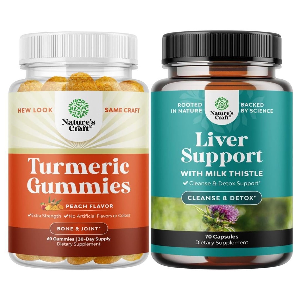 Turmeric Curcumin Immune Support Gummies and Liver Cleanse Detox & Tamir Formula - Ortak Destek ve Gelişmiş Cilt Bakımı - Süt Butle Dandelion Root Turmeric ve Artichoke