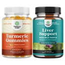 Turmeric Curcumin Immune Support Gummies and Liver Cleanse Detox & Tamir Formula - Ortak Destek ve Gelişmiş Cilt Bakımı - Süt Butle Dandelion Root Turmeric ve Artichoke