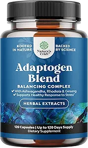 Herbal Adaptogen Mood Support Supplement - Calming Adaptogens Supplement for Stress & Cortisol Management with Ashwagandha Rhodiola Rosea & Maca Root - Vegan Non GMO & Daytime Friendly -120ct