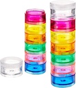 Deke Home - Stackable Pill Organizer (2 Pack), 7 Günlük Pill Box Tower with Twist Lock Karşılaştırmaları, Honda-Free, Travel Medicinerec & Vitamin Akrilik, Compact & Port Case, Rainbow Colored