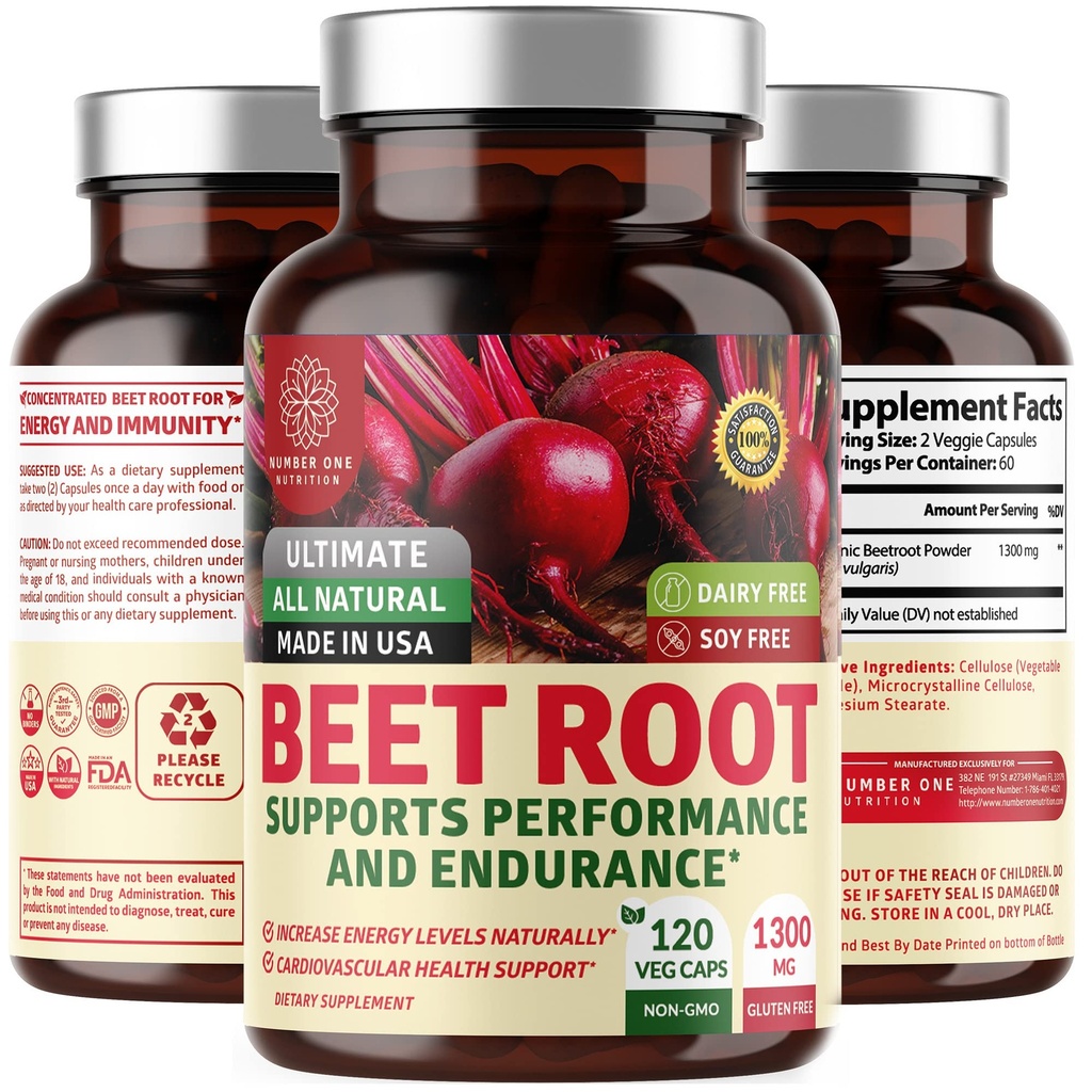 N1N Premium Organic Beet Root Caps 1300mg 120 Veg Caps [Non-GMO & Gluten Free] Όλα τα φυσικά Beet Root Powder για την ενεργειακή υποστήριξη