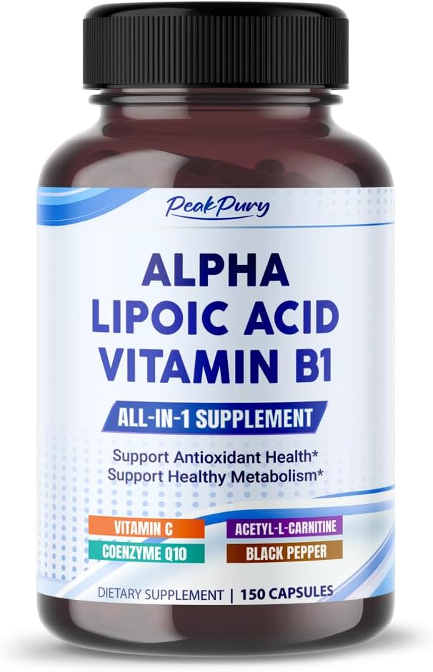 Alpha Lipoic Acid with Vitamin B1 - Supports Antioxidant Health & Healthy Metabolism - Includes Vitamin C, Acetyl-L-Carnitine, CoQ10 - Made in The USA- 150 Capsules