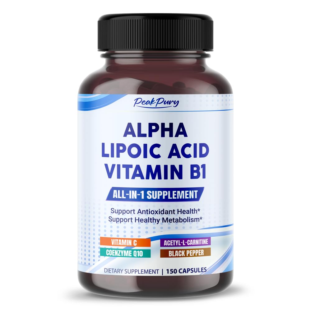 B1 ile Alfa Lipoic Asit - Antioksit Sağlık ve Sağlıklı Metabolism - Vitamin C, Acetyl-L-Carnitine, CoQ10 - ABD'de Gerçekleştirilmiş 150 Capsules