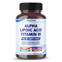 B1 ile Alfa Lipoic Asit - Antioksit Sağlık ve Sağlıklı Metabolism - Vitamin C, Acetyl-L-Carnitine, CoQ10 - ABD'de Gerçekleştirilmiş 150 Capsules