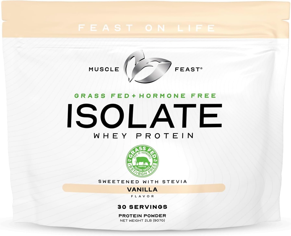 Kasbah Çölü-Fed Whey Protein Isolate, Tüm Doğal Hormonlar Ücretsiz Pasture Geçici, Erkekler ve Kadınlar için Protein Toz, Temiz, Gluten-Free, Delicious Isolate protein - Vanilla, 2lb
