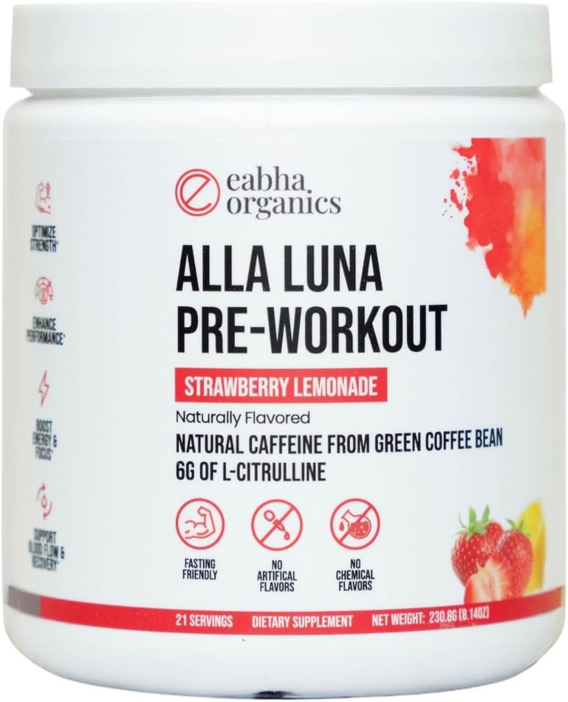 Alla Luna Pre-Workout - Strawberry Lemonade - Enerji, Focus ve Stamina'yı desteklemek - Daha İyi Bir Pompa için Kan Akışını artırmak - 21 Günlük Supply - 1 Scoop per Service