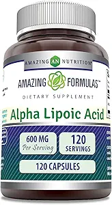 Amazing Formulas Alpha Lipoic Acid | 600 Mg Per | Capsules | Non-GMO | Gluten Free | Made in USA (Unflavored)