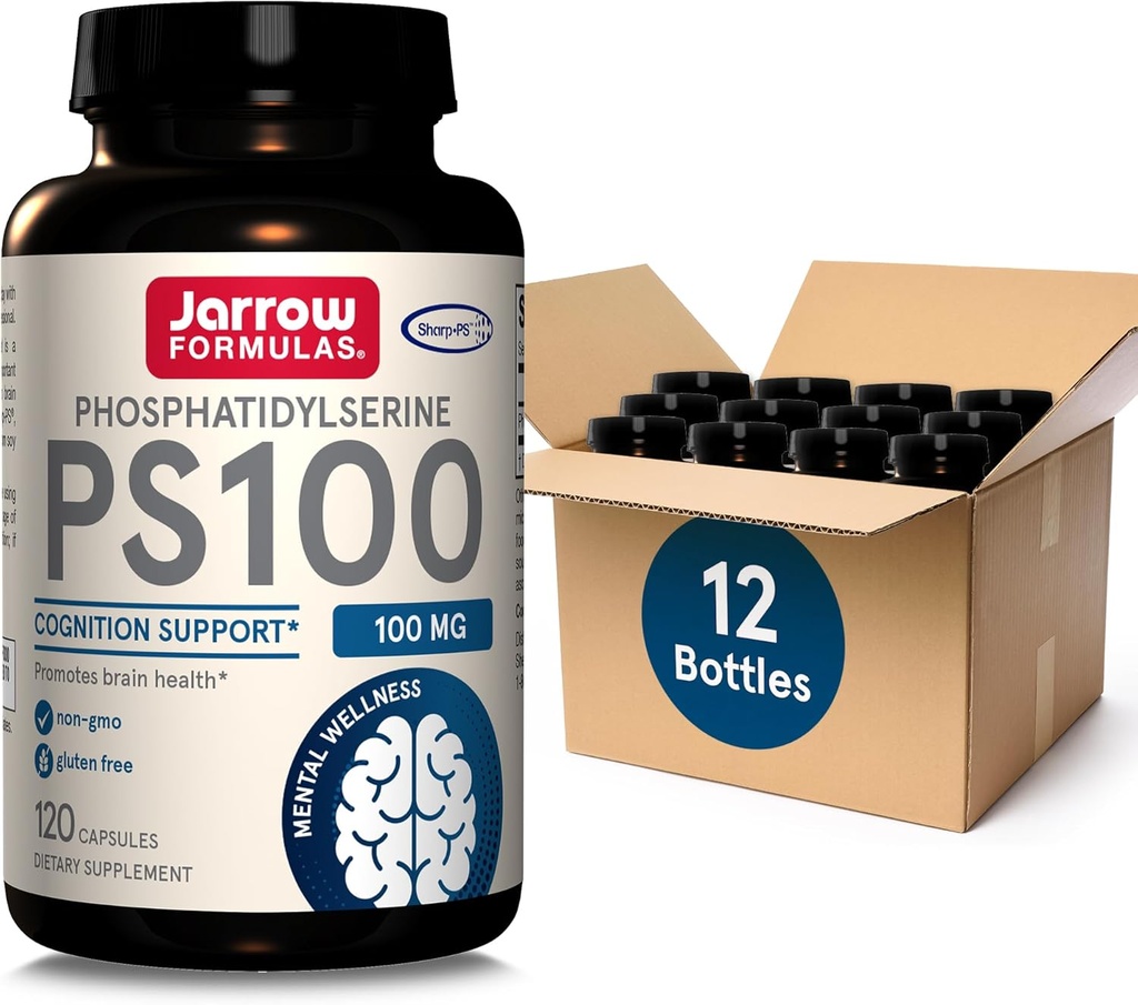 Jarrow Formulas PS100 Phosphatidylserine 100 mg, Συμπλήρωμα διατροφής για την υποστήριξη της υγείας του εγκεφάλου και της γνώσης, 120 κάψουλες, 40-120 ημερήσια προσφορά, συσκευασία των 12