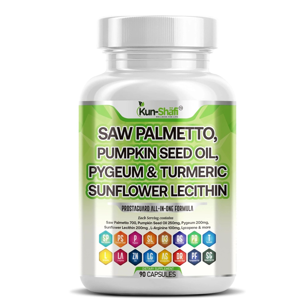 Saw Palmetto με Stinging Nattle, Pygeum, Σπόροι κολοκύθας, Ηλίανθος Λεκιθίνη, Turmeric & Ashwagandha – Prostate Υποστήριξη για τους άνδρες με λυκοπένιο & βιταμίνη D3 – 90 κάψουλες