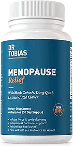 Dr. Tobias Menopause Relief with Black Cohosh, Soy Isoflavones, Don Quai, Hot Flash & Night Slips Relief for Women, Non-GMO Menopause Supplements for Women, 60 Capsules, 30 Servisler